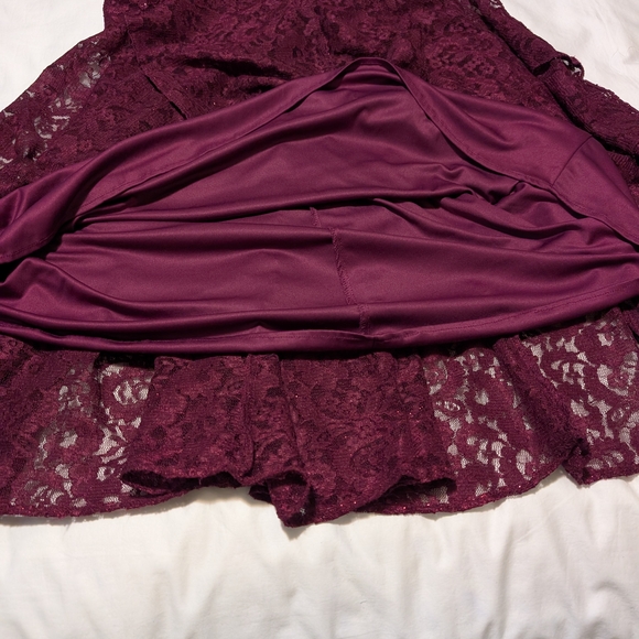 R & M Richards Strapless Wine Lace Gown - Picture 7 of 7